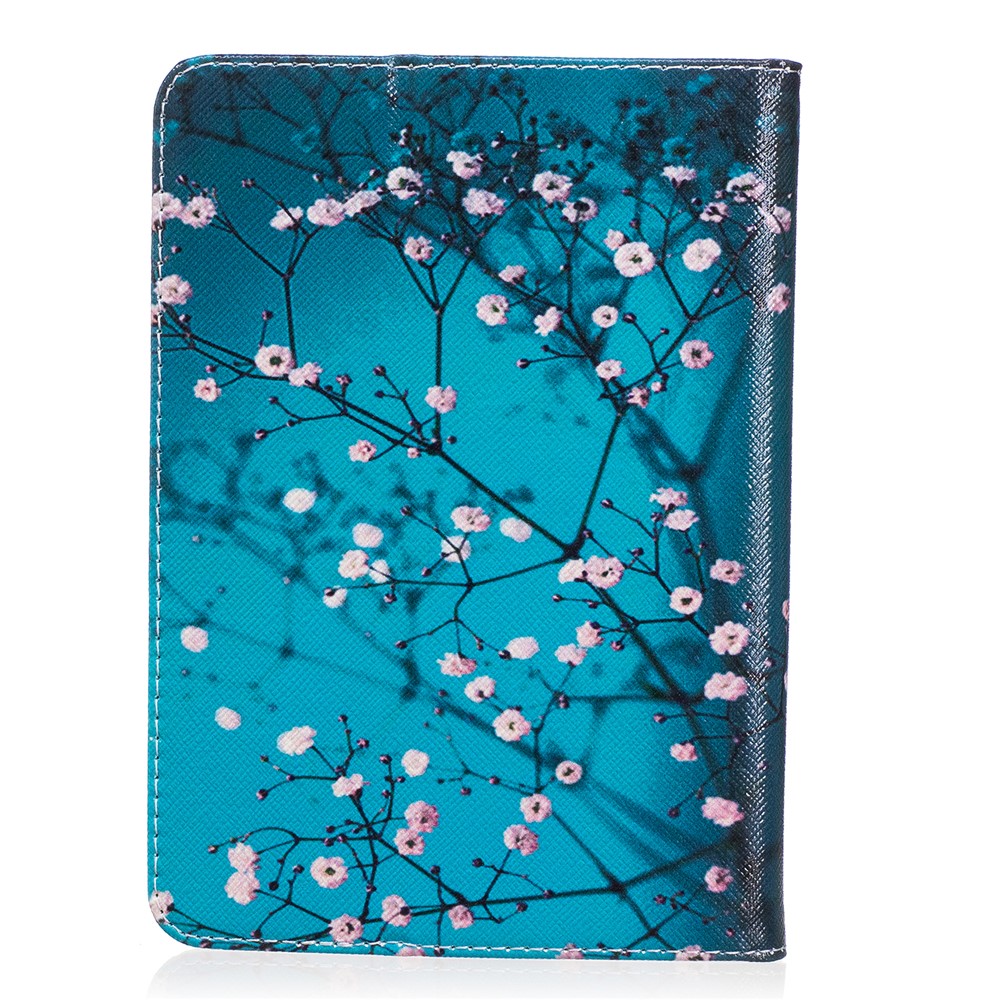 Motif imprimé Portefeuille en cuir pour tablette pour Amazon Kindle Paperwhite 3/2/1 - Arbre avec fleurs-3