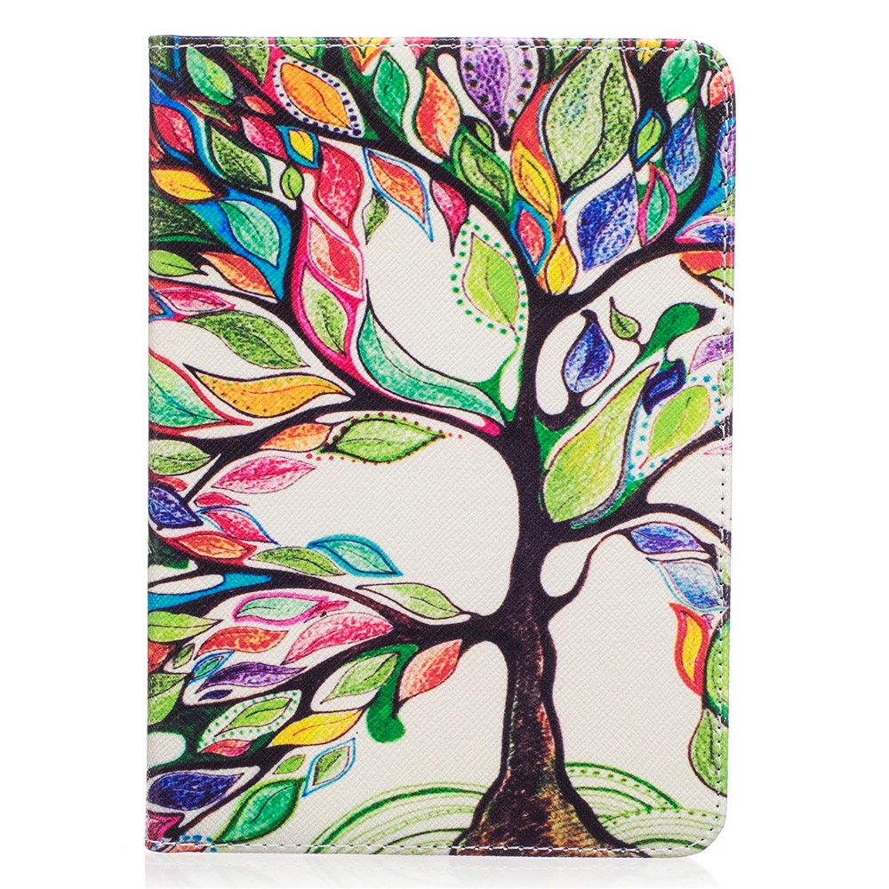 Pattern Printing Leather Wallet Flip Cover for Amazon Kindle Paperwhite 3/2/1 - Colorized Tree-2