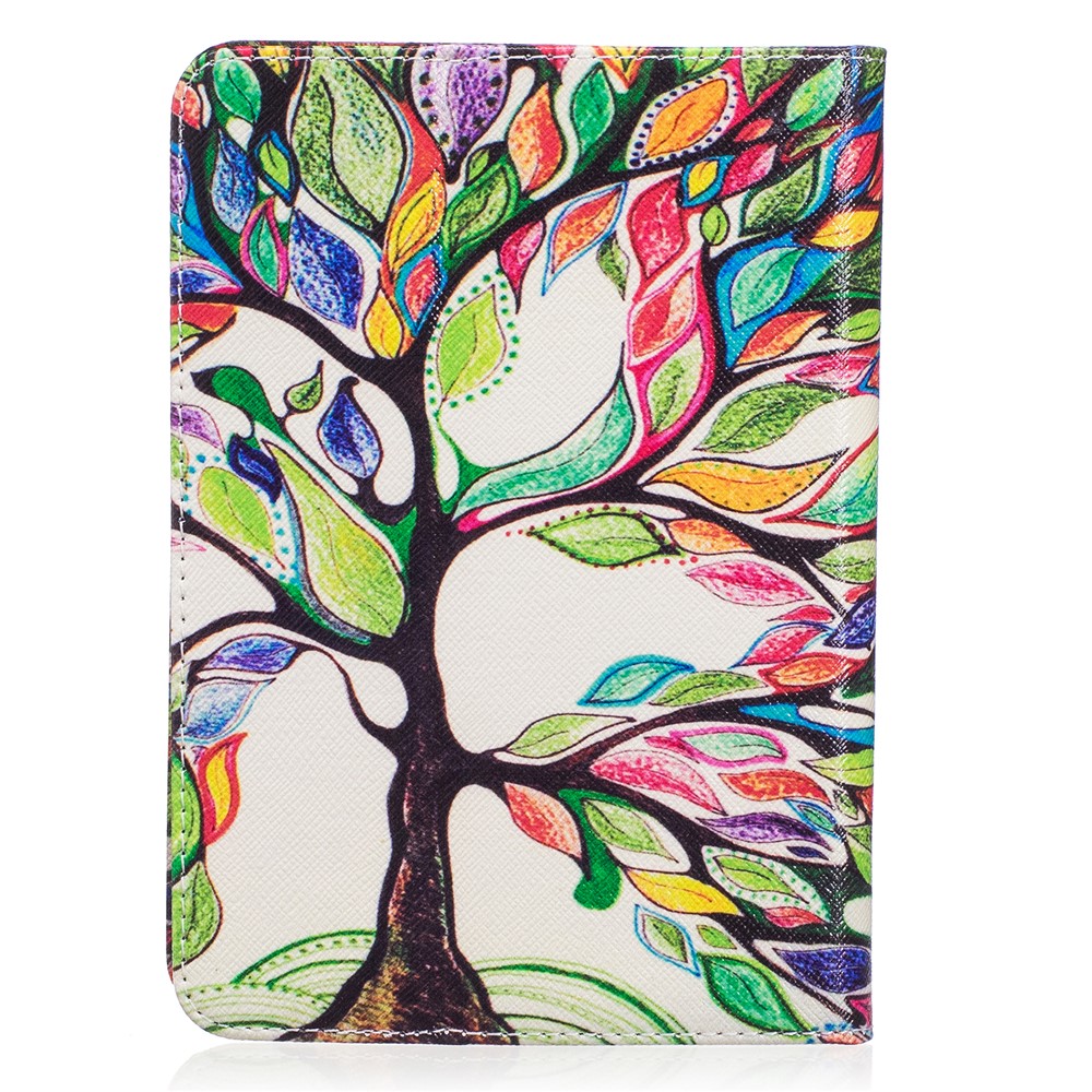 Pattern Printing Leather Wallet Flip Cover for Amazon Kindle Paperwhite 3/2/1 - Colorized Tree-3