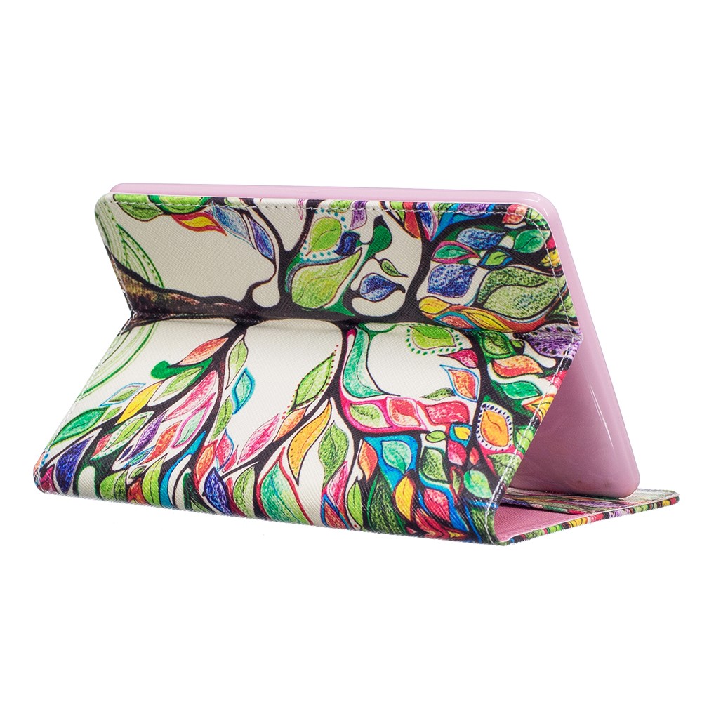 Pattern Printing Leather Wallet Flip Cover for Amazon Kindle Paperwhite 3/2/1 - Colorized Tree-6