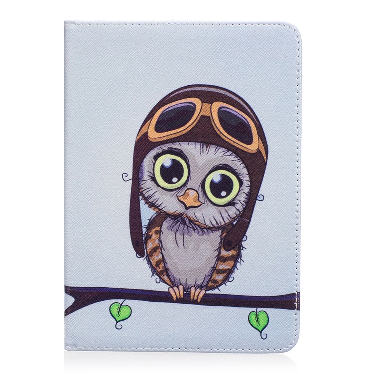 For Amazon Kindle Paperwhite 3/2/1 Pattern Printing Leather Wallet Protective Case - Adorable Owl-2