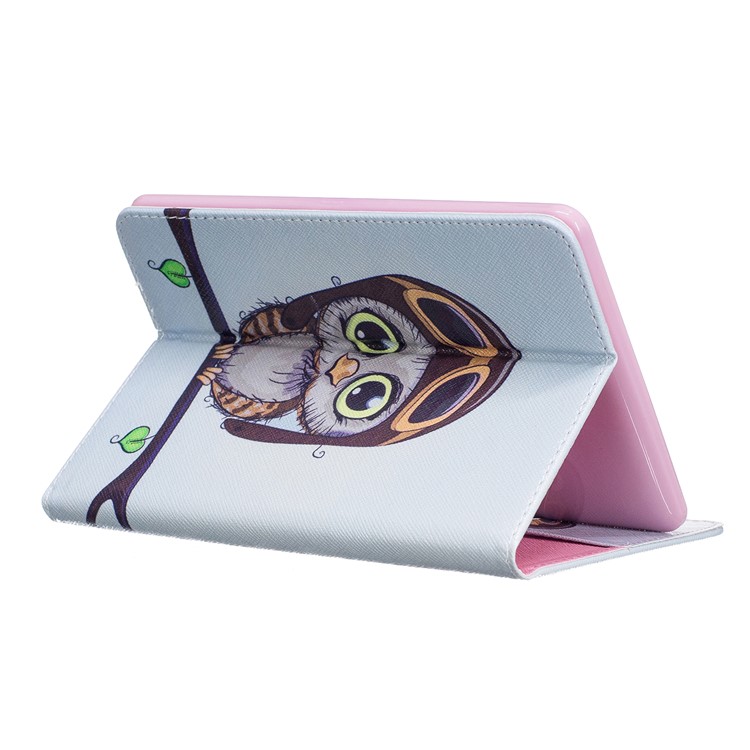 For Amazon Kindle Paperwhite 3/2/1 Pattern Printing Leather Wallet Protective Case - Adorable Owl-6