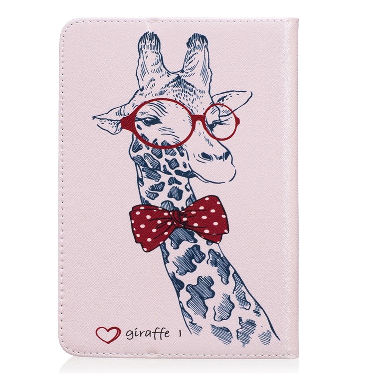 Patterned Wallet Leather Flip Case for Amazon Kindle Paperwhite 3/2/1 - Adorable Giraffe Wearing Glasses-3