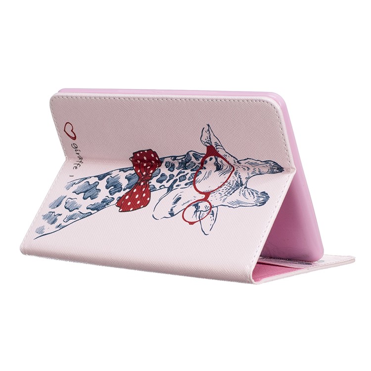Patterned Wallet Leather Flip Case for Amazon Kindle Paperwhite 3/2/1 - Adorable Giraffe Wearing Glasses-6