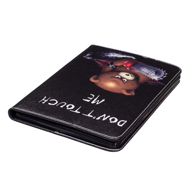 Patterned Wallet Leather Folio Cover for Amazon Kindle Paperwhite 3/2/1 - Brown Bear and Warning Words-5