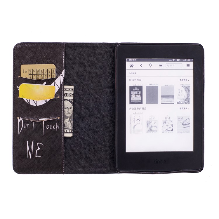 Patterned Leather Wallet Tablet Shell for Amazon Kindle Paperwhite 3/2/1 - Do Not Touch Me-8