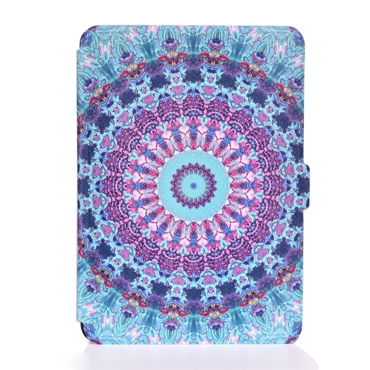 Patterned Leather Case for Amazon Kindle Paperwhite 3/2/1 - Cyan and Purple Bohemia Pattern-1