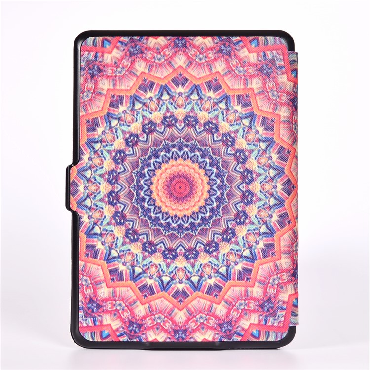 Patterned Leather Folio Case for Amazon Kindle Paperwhite 3/2/1 - Orange and Black Bohemia Pattern-2
