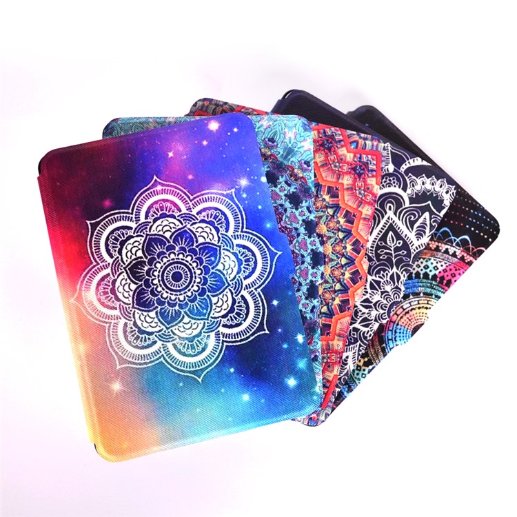 Patterned Leather Folio Case for Amazon Kindle Paperwhite 3/2/1 - Orange and Black Bohemia Pattern-4