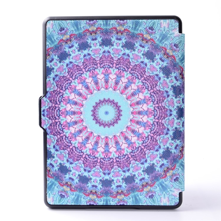Pattern Printing Leather Folio Case for Amazon Kindle (2016) - Cyan and Purple Bohemia Pattern-2