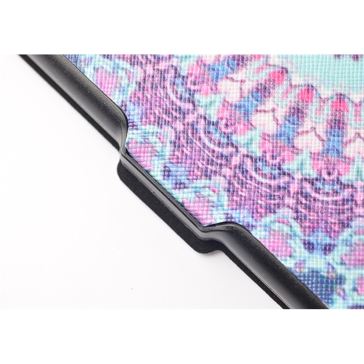 Pattern Printing Leather Folio Case for Amazon Kindle (2016) - Cyan and Purple Bohemia Pattern-5