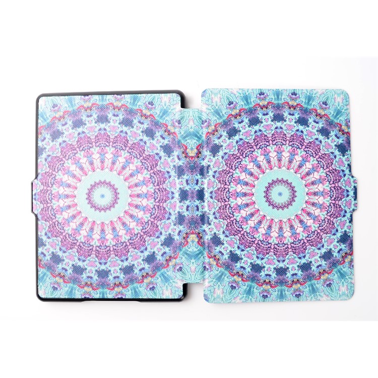 Pattern Printing Leather Folio Case for Amazon Kindle (2016) - Cyan and Purple Bohemia Pattern-6