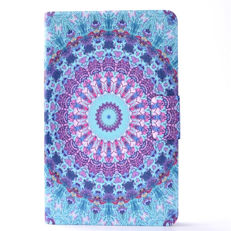 Patterned Leather Rotary Stand Case with Card Slot for Amazon Kindle Fire7 - Cyan and Purple Bohemia Pattern-2