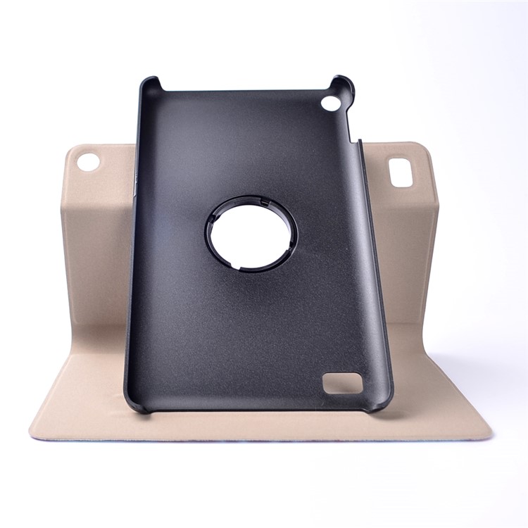 Patterned Leather Rotary Stand Case with Card Slot for Amazon Kindle Fire7 - Cyan and Purple Bohemia Pattern-7