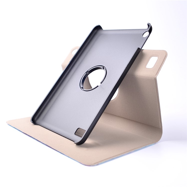Patterned Leather Rotary Stand Case with Card Slot for Amazon Kindle Fire7 - Cyan and Purple Bohemia Pattern-8