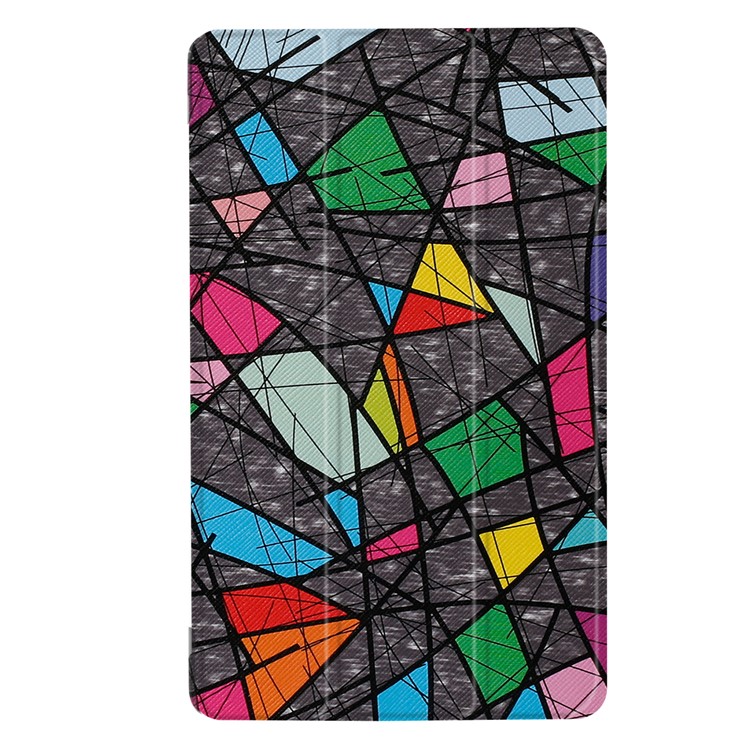 For Amazon Fire 7 2017 Patterned Leather Tri-fold Stand Tablet Case - Colorful Checks-2