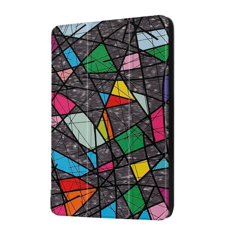 For Amazon Fire 7 2017 Patterned Leather Tri-fold Stand Tablet Case - Colorful Checks-7