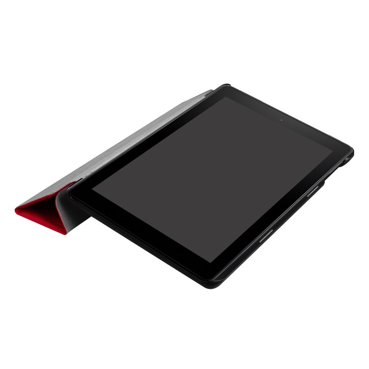 For Amazon All-New Fire HD 8 (2017) Litchi Texture Tri-fold Flip Stand Leather Shell - Red-4