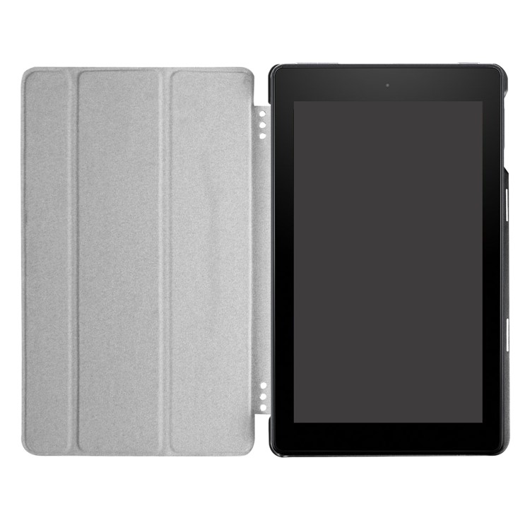 For Amazon All-New Fire HD 8 (2017) Litchi Texture Tri-fold Flip Stand Leather Shell - Red-5
