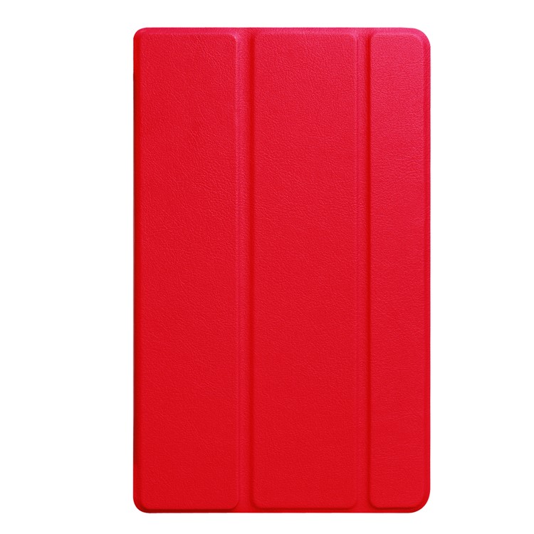 For Amazon All-New Fire HD 8 (2017) Litchi Texture Tri-fold Flip Stand Leather Shell - Red-8