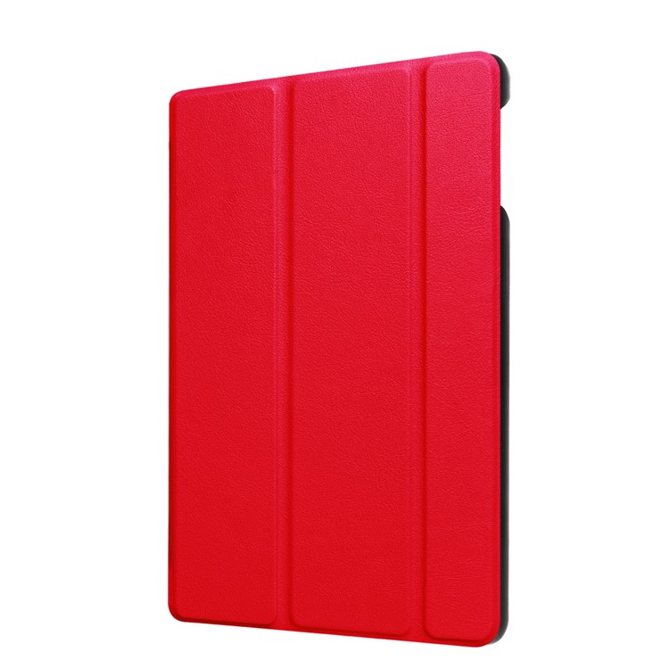 For Amazon All-New Fire HD 8 (2017) Litchi Texture Tri-fold Flip Stand Leather Shell - Red-9