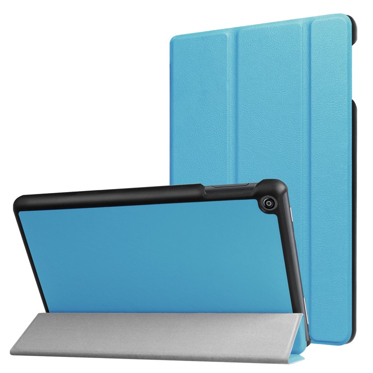 Tri-fold Litchi Texture Flip Stand Leather Cover for Amazon All-New Fire HD 8 (2017) - Baby Blue-1