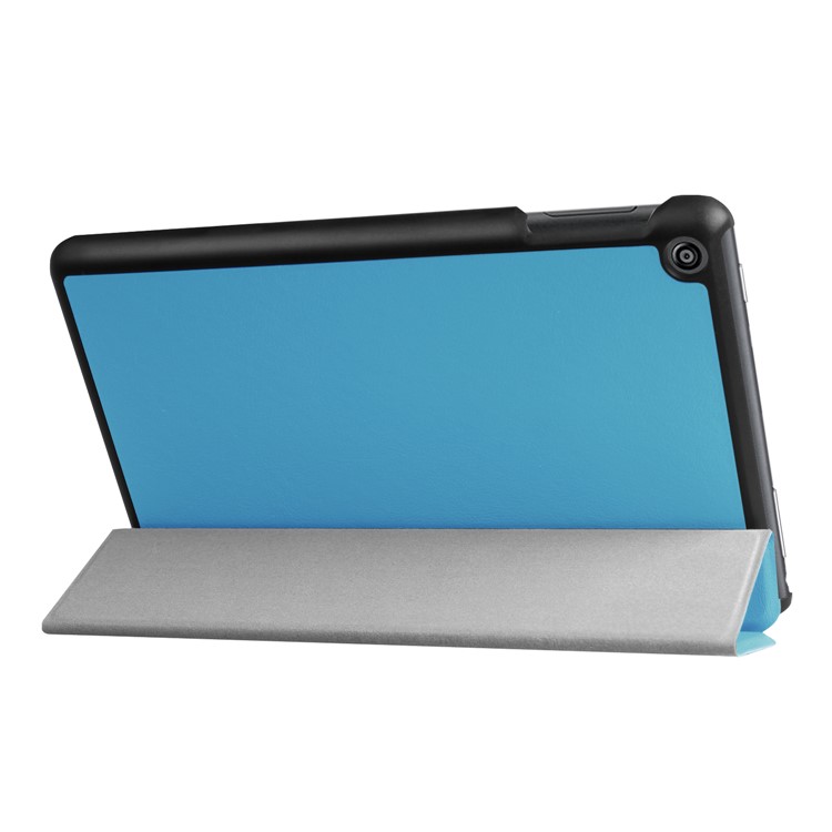 Tri-fold Litchi Texture Flip Stand Leather Cover for Amazon All-New Fire HD 8 (2017) - Baby Blue-2
