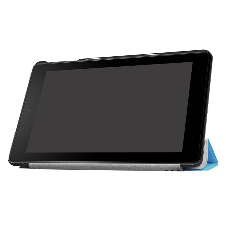 Tri-fold Litchi Texture Flip Stand Leather Cover for Amazon All-New Fire HD 8 (2017) - Baby Blue-3