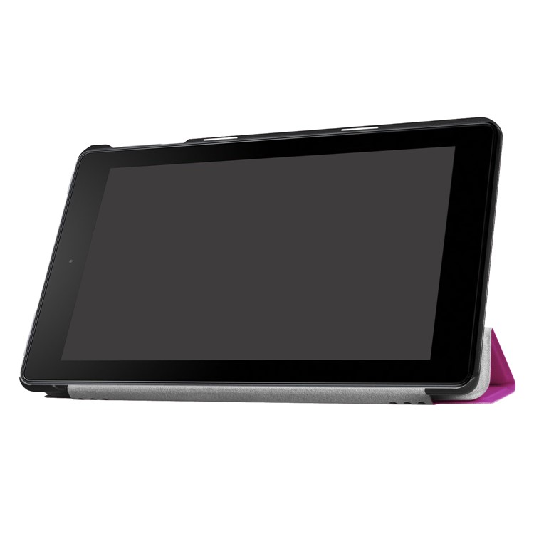 Tri-fold Litchi Texture Flip Stand Leather Case for Amazon All-New Fire HD 8 (2017) - Purple-3