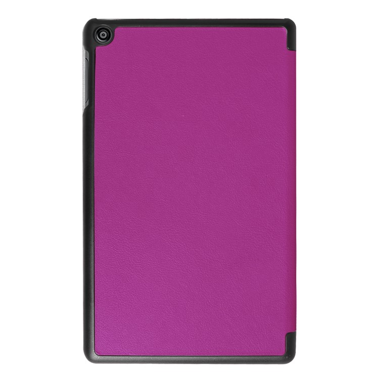 Tri-fold Litchi Texture Flip Stand Leather Case for Amazon All-New Fire HD 8 (2017) - Purple-7