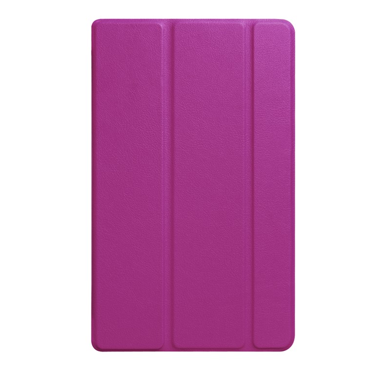 Tri-fold Litchi Texture Flip Stand Leather Case for Amazon All-New Fire HD 8 (2017) - Purple-8