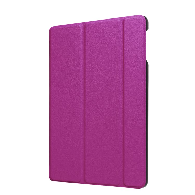 Tri-fold Litchi Texture Flip Stand Leather Case for Amazon All-New Fire HD 8 (2017) - Purple-9