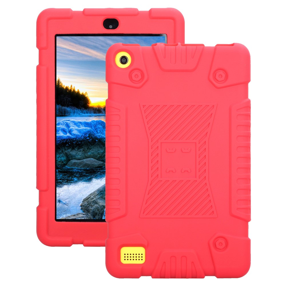 Soft Silicone Protection Casing for Amazon Fire 7 2017 - Red-1