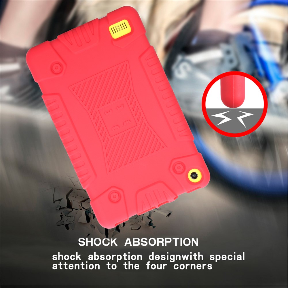 Soft Silicone Protection Casing for Amazon Fire 7 2017 - Red-2