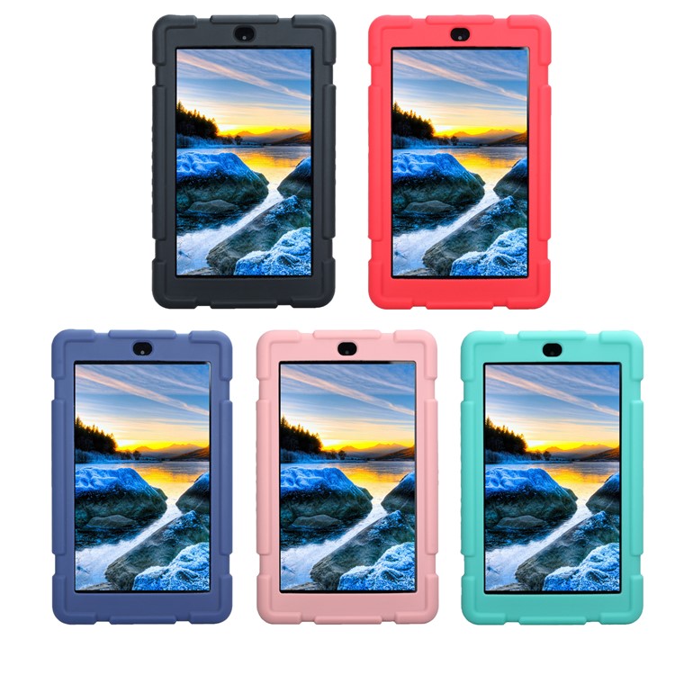 Soft Silicone Protective Back Shell for Amazon Fire 7 2017 - Cyan-12