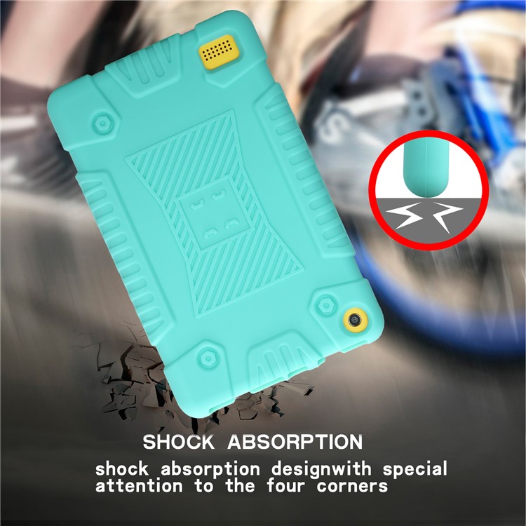 Soft Silicone Protective Back Shell for Amazon Fire 7 2017 - Cyan-2
