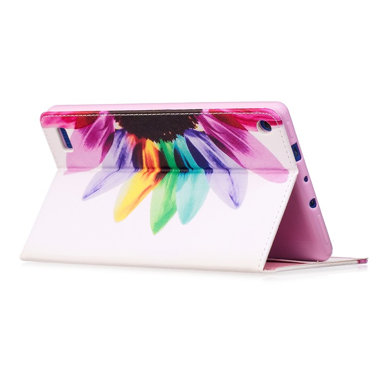 Pattern Printing Stand Leather Smart Case for Amazon Fire 7 (2017) - Colorful Petals-4