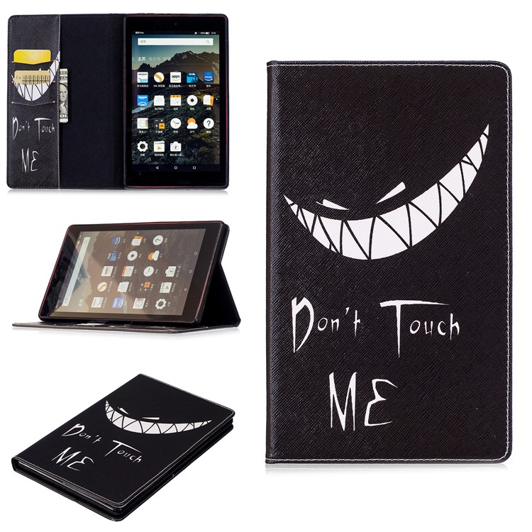 Pattern Printing Auto Wake & Sleep Leather Wallet Stand Case for Amazon Fire HD 8 (2017) - Do Not Touch Me-1