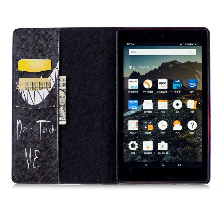 Pattern Printing Auto Wake & Sleep Leather Wallet Stand Case for Amazon Fire HD 8 (2017) - Do Not Touch Me-8