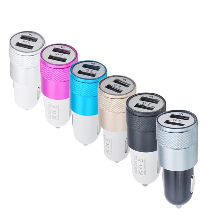 DC12V / 24V 2.1A 1A 2-Port Universal USB Car Charger for iPhone iPad Samsung - Rose-3