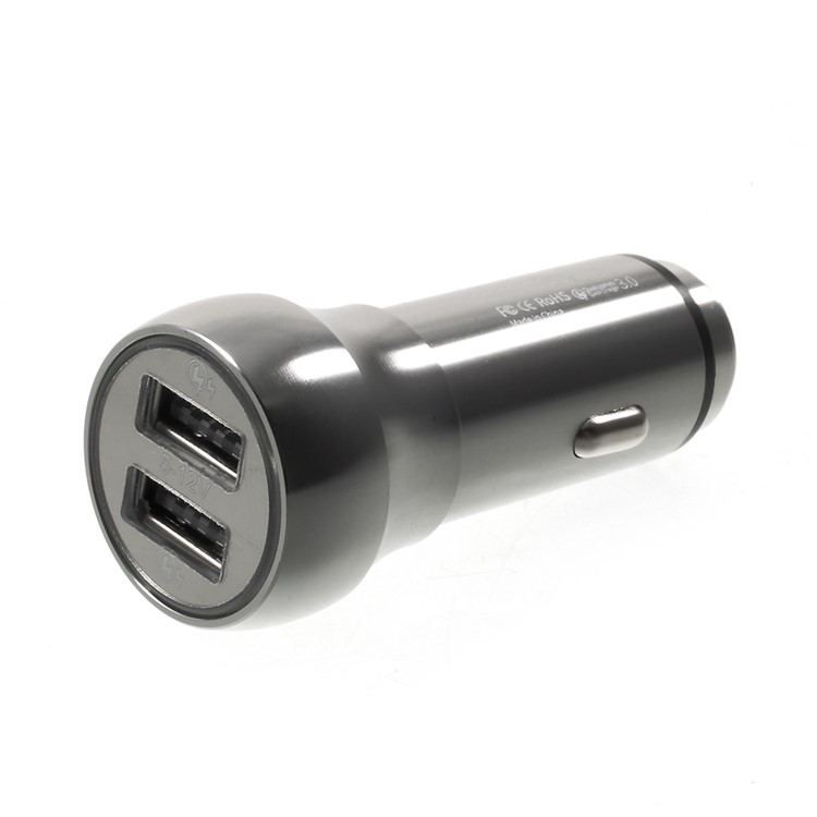 48W Dual Ports QC3.0 Quick Charge USB Car Charger for iPhone Samsung Huawei - Grey-5