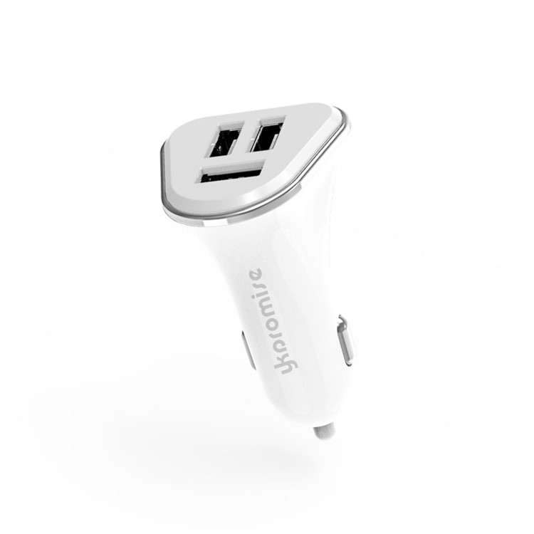 YK-M16 Quick Charge Three USB Ports Car Charger Adapter - White-1