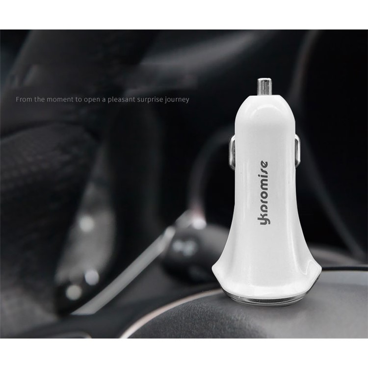 YK-M16 Quick Charge Three USB Ports Car Charger Adapter - White-10
