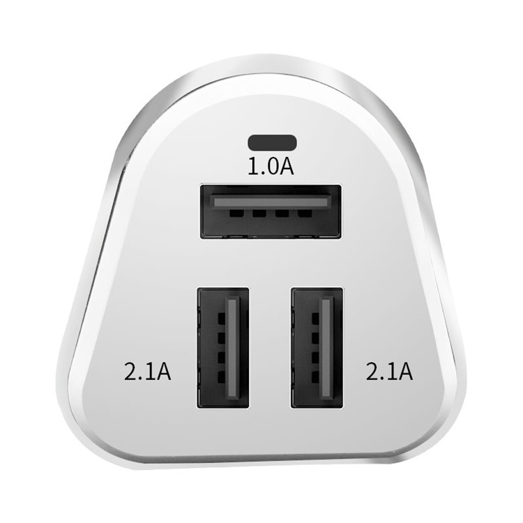 YK-M16 Quick Charge Three USB Ports Car Charger Adapter - White-3