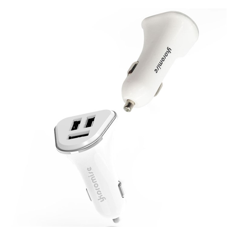 YK-M16 Quick Charge Three USB Ports Car Charger Adapter - White-6