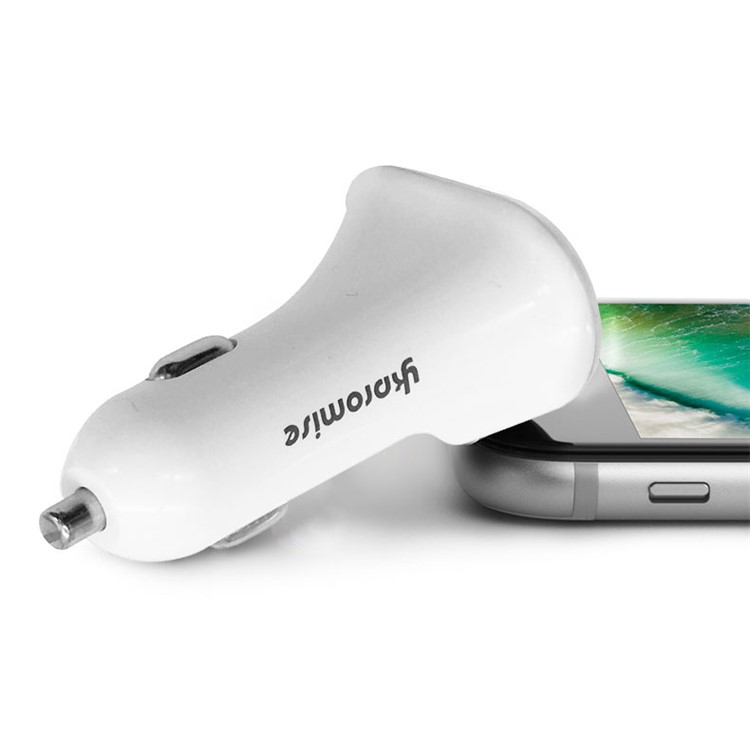 YK-M16 Quick Charge Three USB Ports Car Charger Adapter - White-7