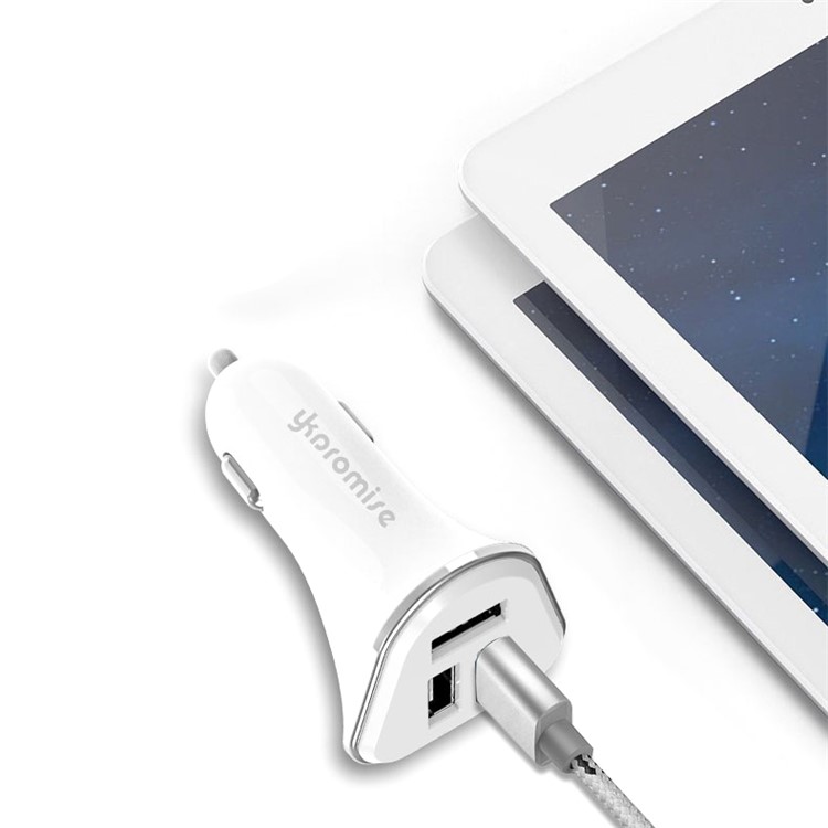 YK-M16 Quick Charge Three USB Ports Car Charger Adapter - White-8
