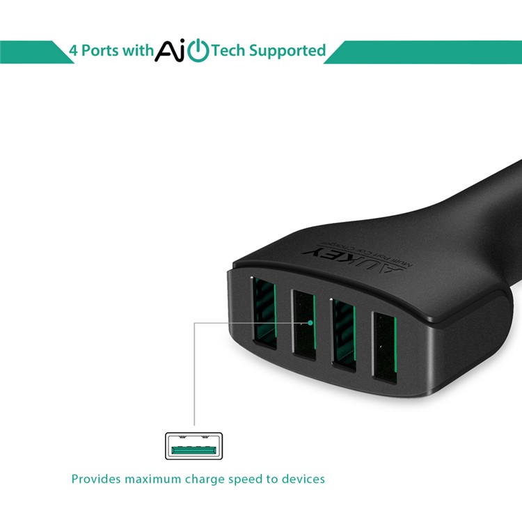Aukey CC-01 Multiple 4-Port USB Car Charger 48W 9.6A with AIPower Tech-3