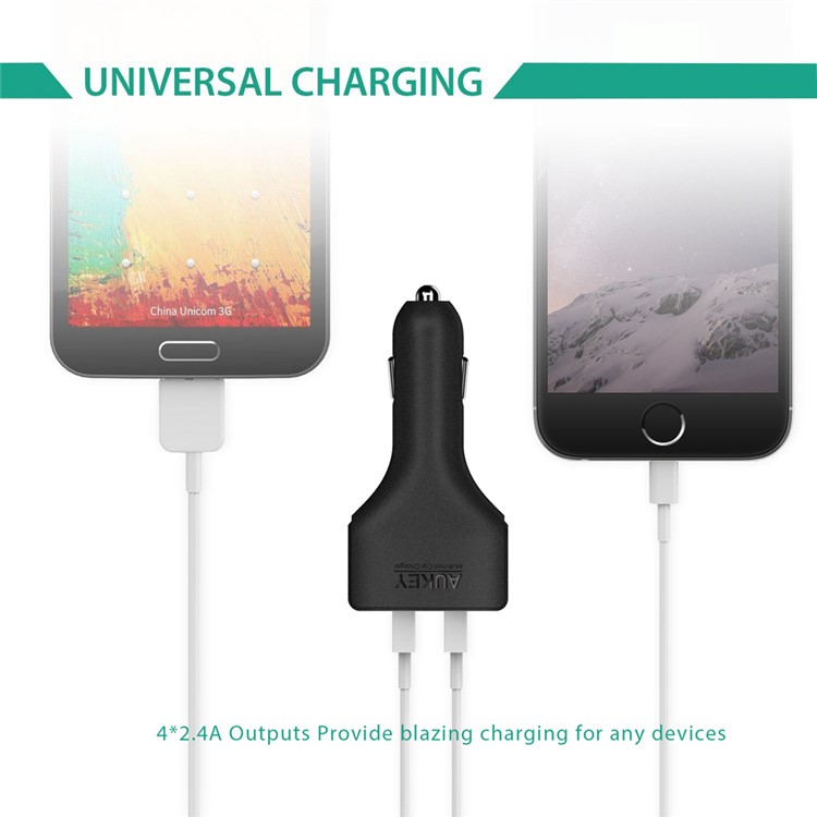 Aukey CC-01 Multiple 4-Port USB Car Charger 48W 9.6A with AIPower Tech-4