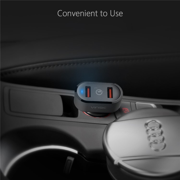 VINSIC VSCC208B Two USB Ports Quick Charge QC3.0 Car Charger for iPhone Samsung Huawei - Black-7